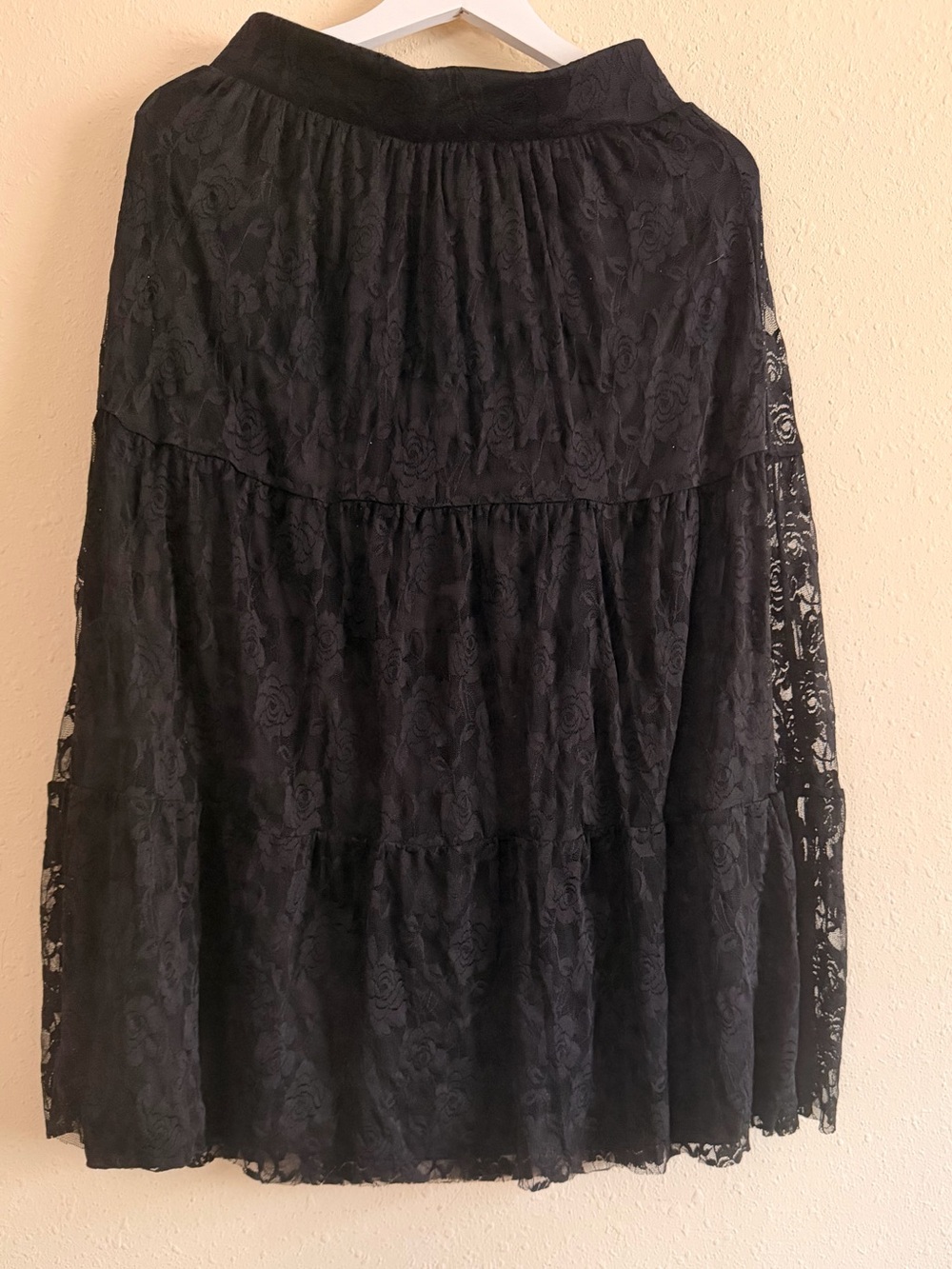 Black Lace Tiered Maxi Skirt - Women's Elegant Layered Skirt